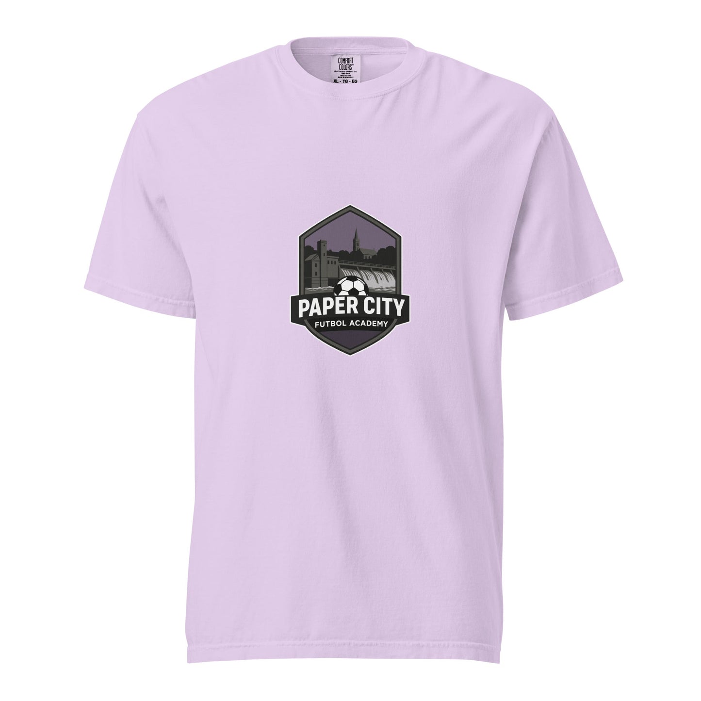 Signature | Comfort Colors T-Shirt | Paper City Futbol Academy | Vanguard Shield Logo