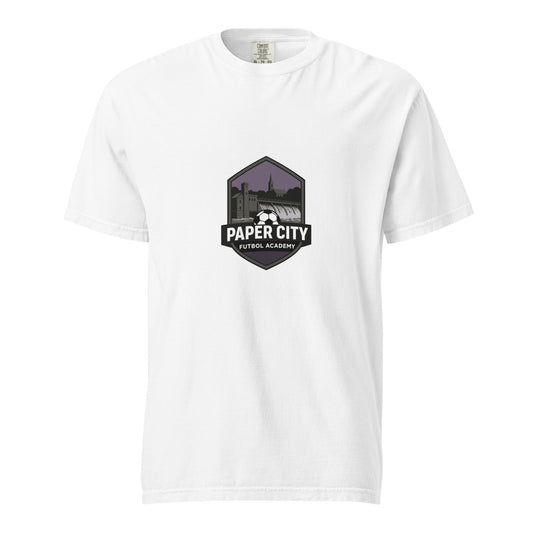 Signature | Comfort Colors T-Shirt | Paper City Futbol Academy | Vanguard Shield Logo