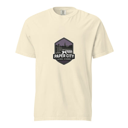 Signature | Comfort Colors T-Shirt | Paper City Futbol Academy | Vanguard Shield Logo