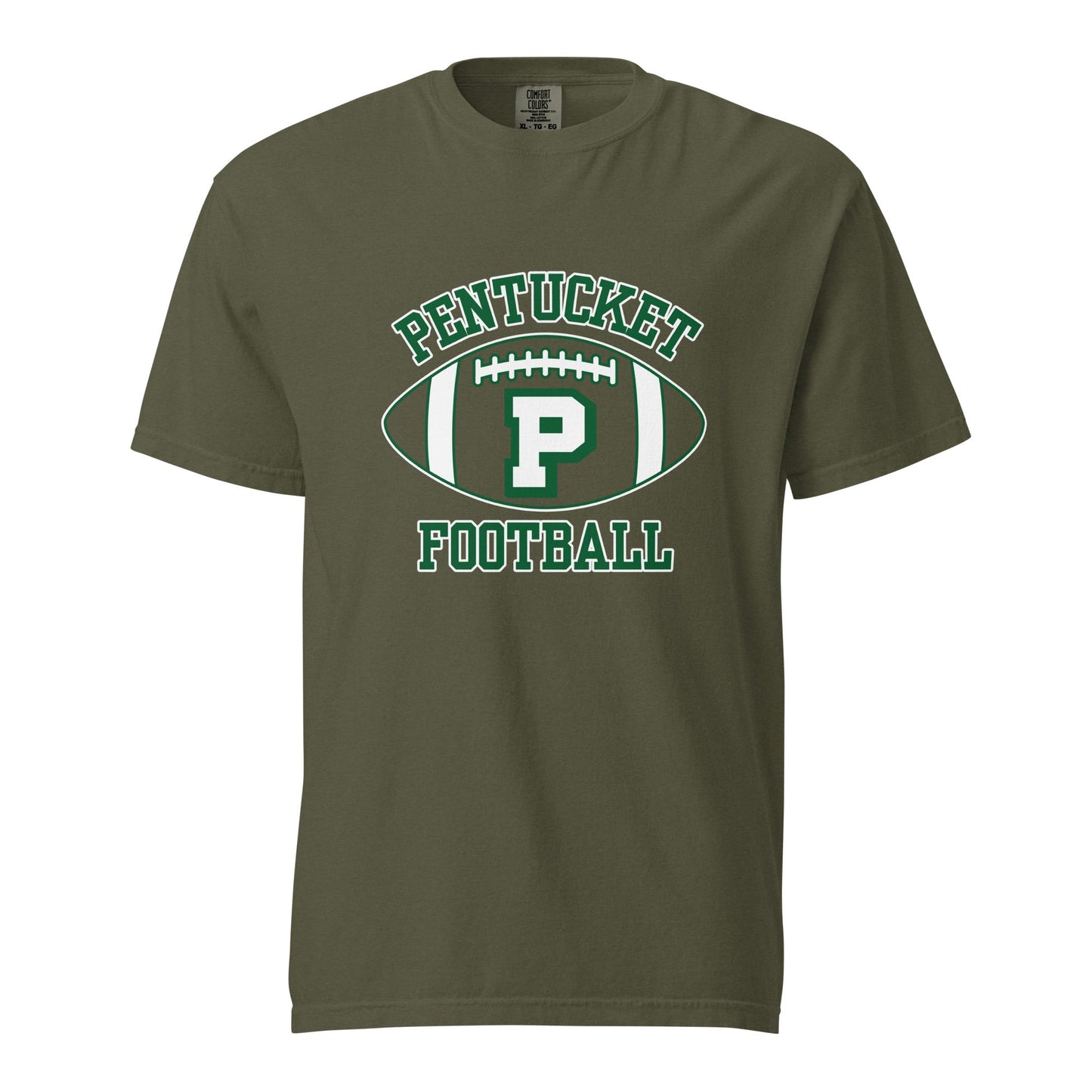 Signature | Comfort Colors T-Shirt | Pentucket Youth Football and Cheer | Varsity Badge Logo