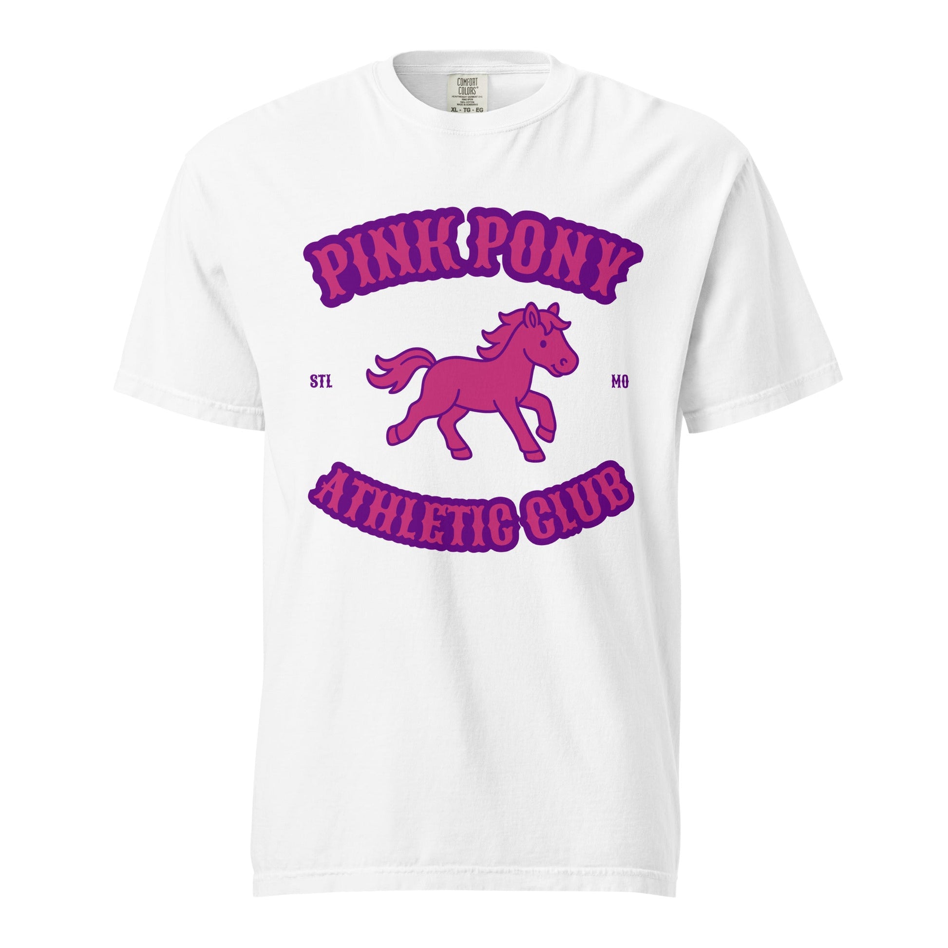 Signature | Comfort Colors T-Shirt | Pink Pony Athletic Club | Crest Logo