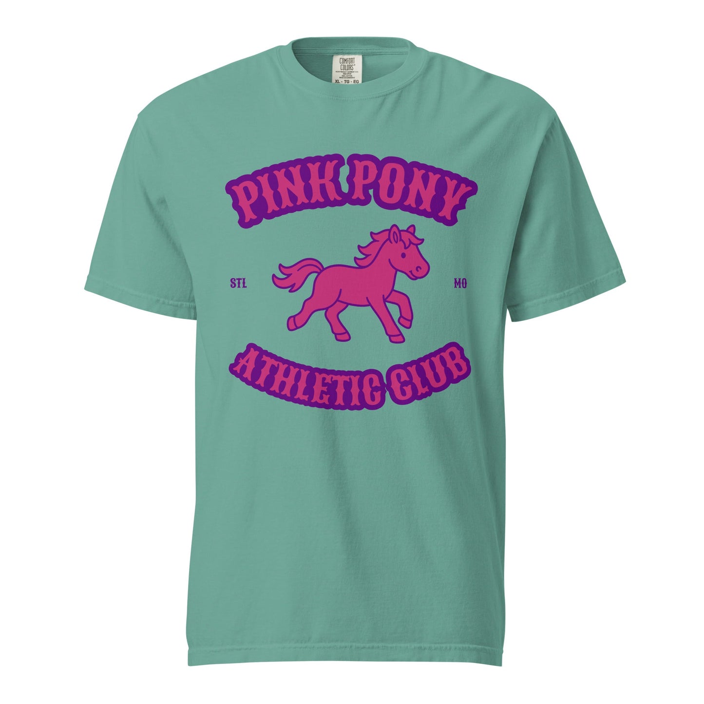 Signature | Comfort Colors T-Shirt | Pink Pony Athletic Club | Crest Logo