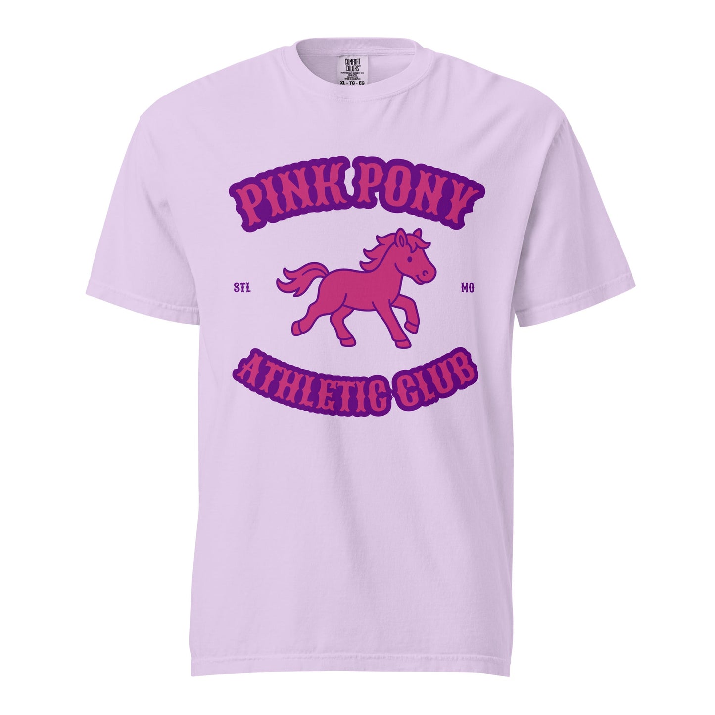 Signature | Comfort Colors T-Shirt | Pink Pony Athletic Club | Crest Logo