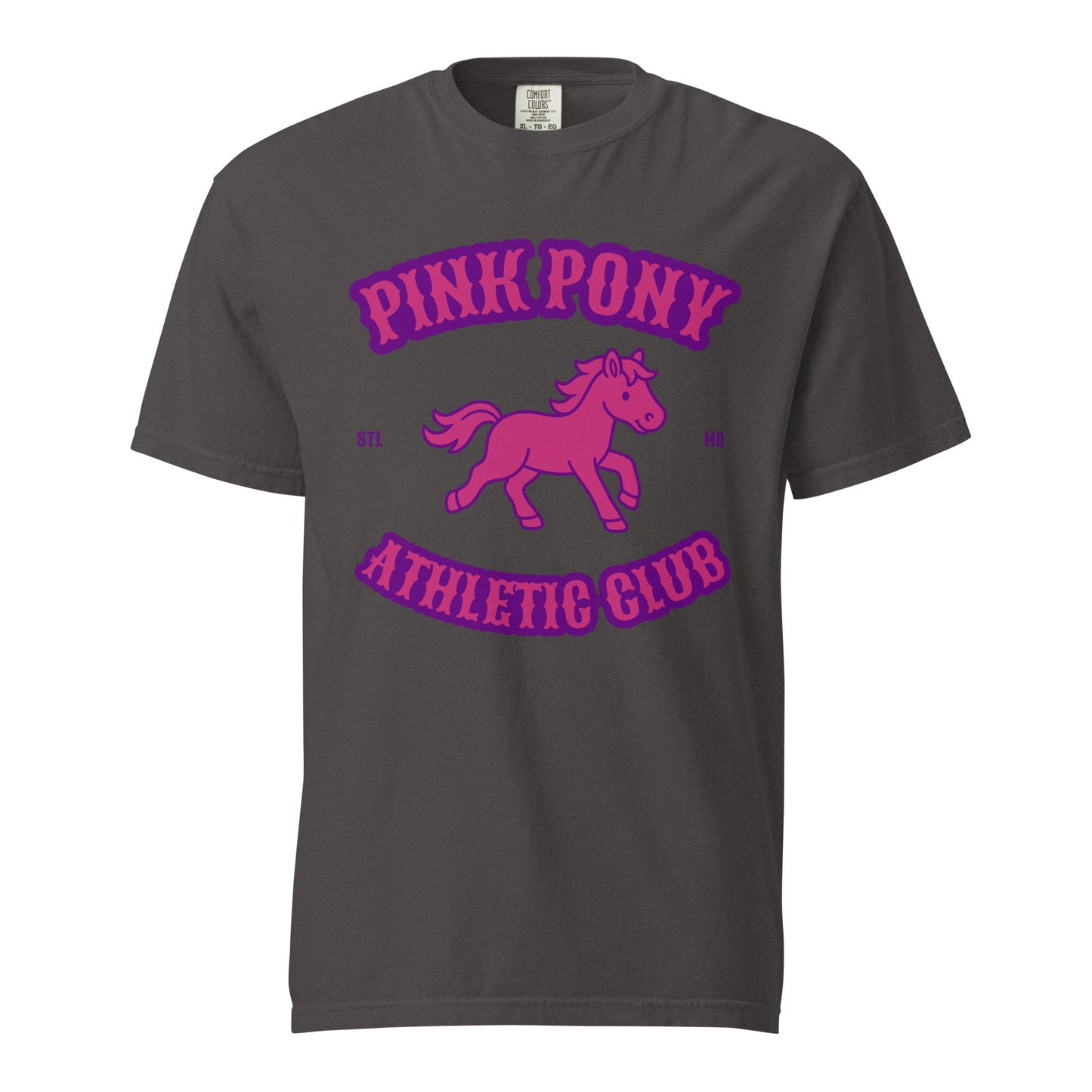 Signature | Comfort Colors T-Shirt | Pink Pony Athletic Club | Crest Logo