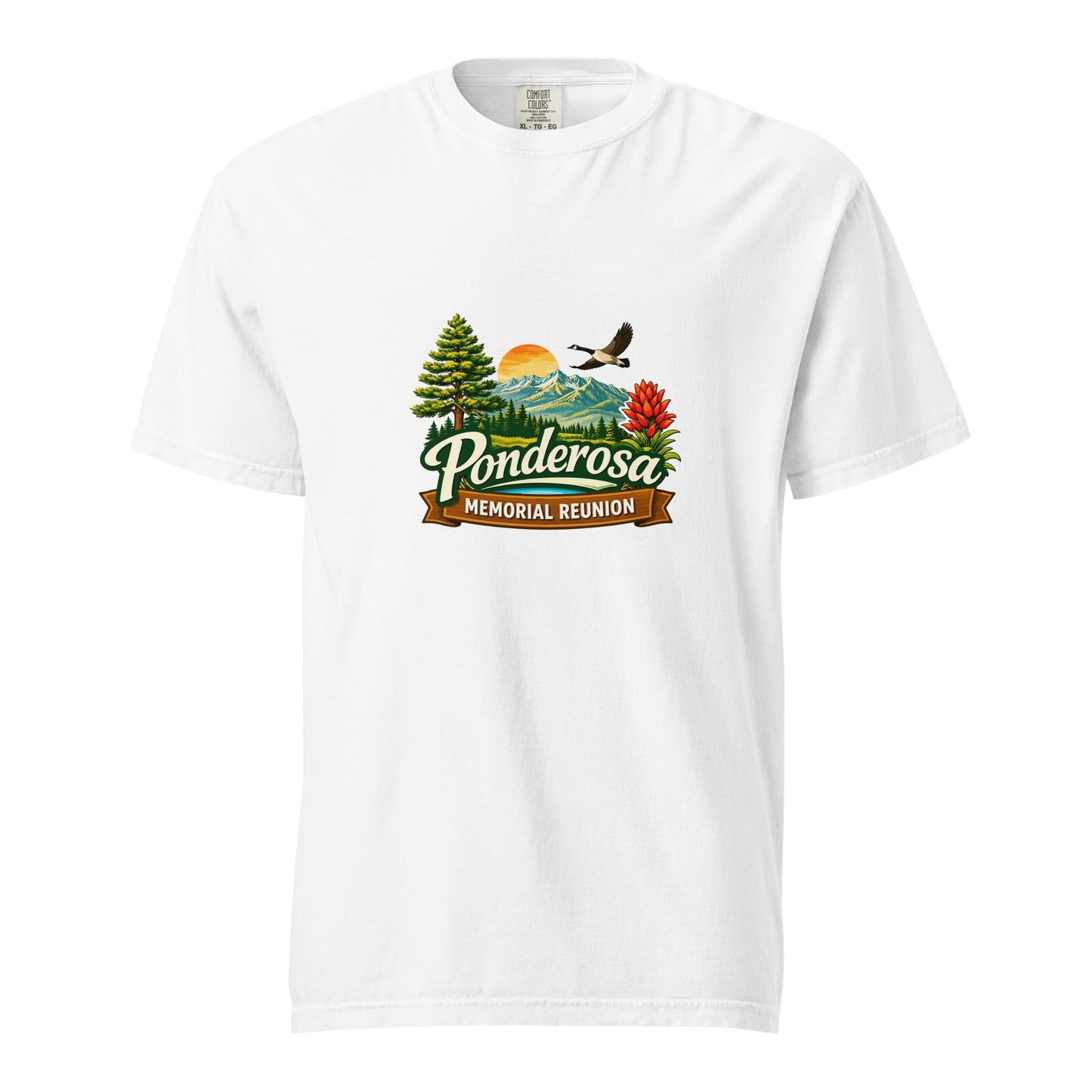 Signature | Comfort Colors T-Shirt | Ponderosa Reunion | Painted Mountain Crest Logo