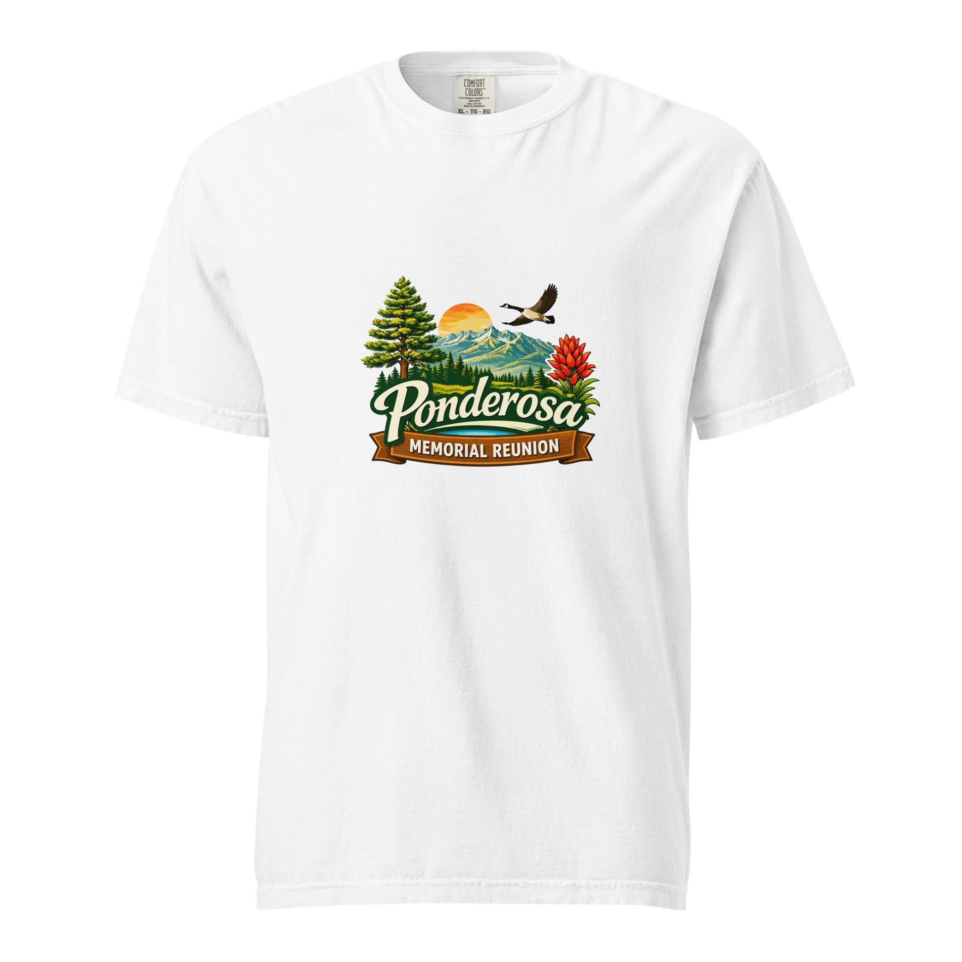 Signature | Comfort Colors T-Shirt | Ponderosa Reunion | Painted Mountain Crest Logo