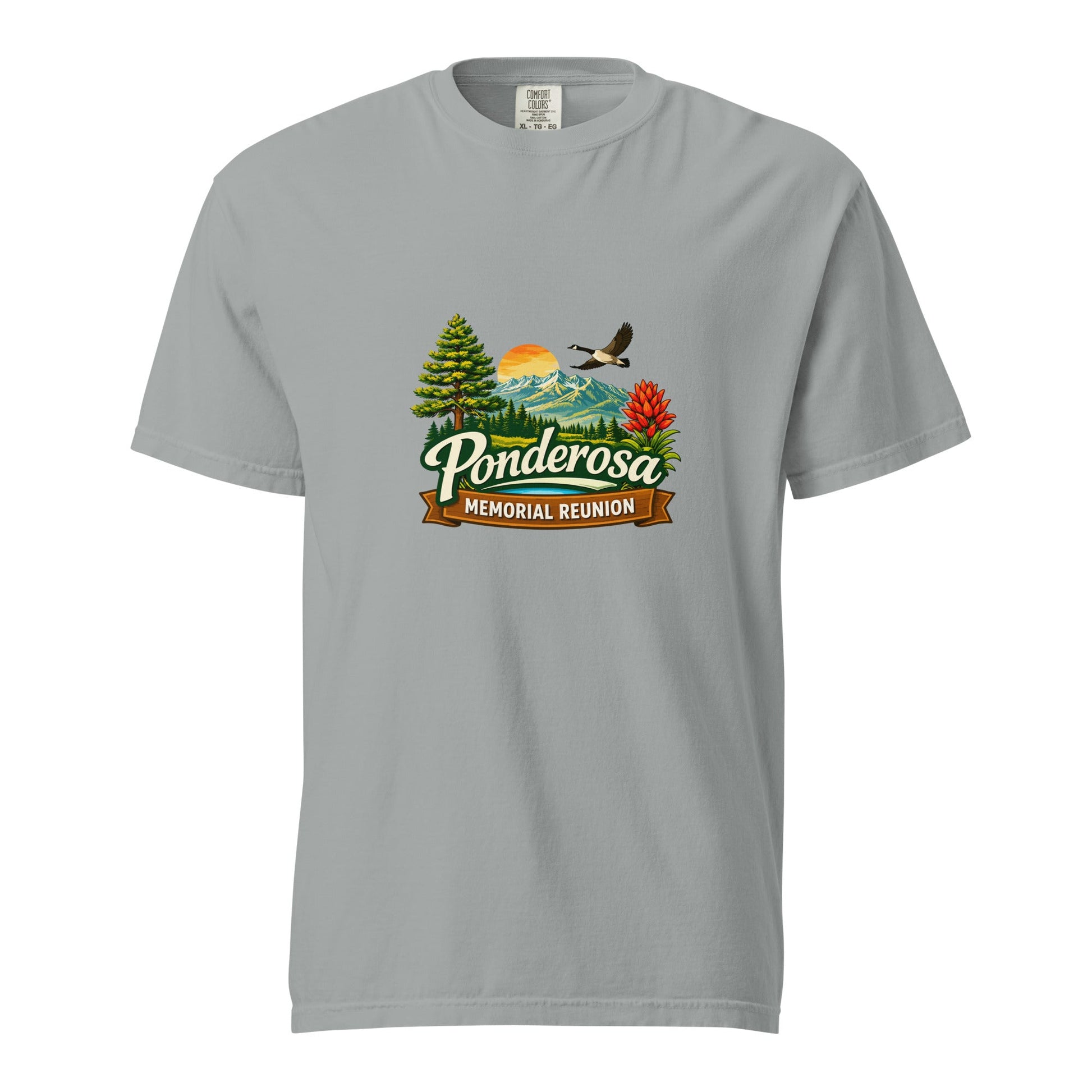Signature | Comfort Colors T-Shirt | Ponderosa Reunion | Painted Mountain Crest Logo