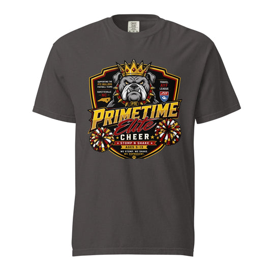 Signature | Comfort Colors T-Shirt | PTE Bulldog Cheer | Shield Logo