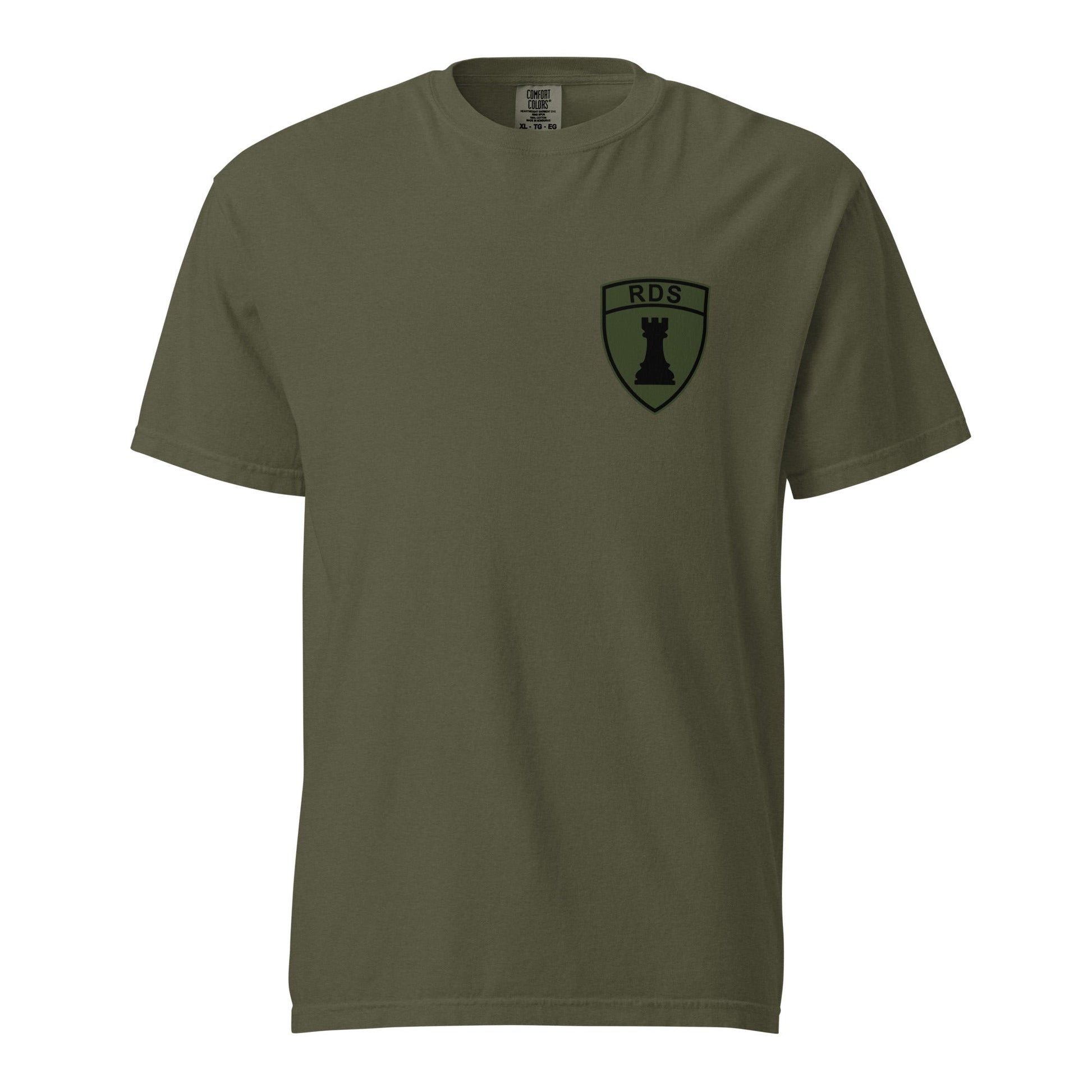 Signature | Comfort Colors T-Shirt | Rook Defense Solutions | Crest Logo