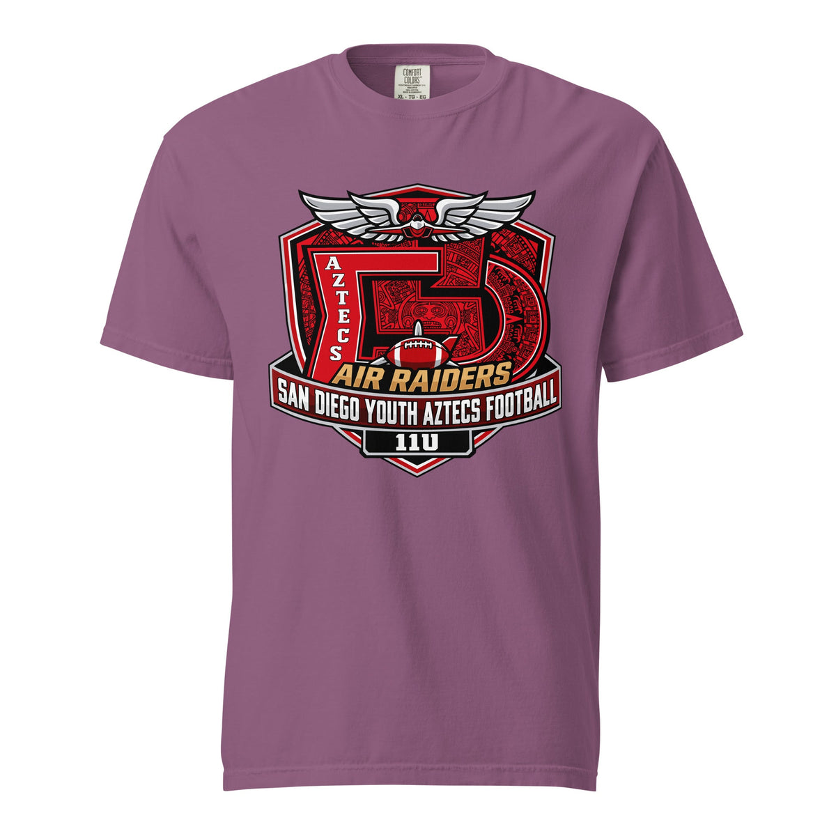 Signature | Comfort Colors T-Shirt | San Diego Youth Aztecs Football 11u Air Raiders | Shield Logo