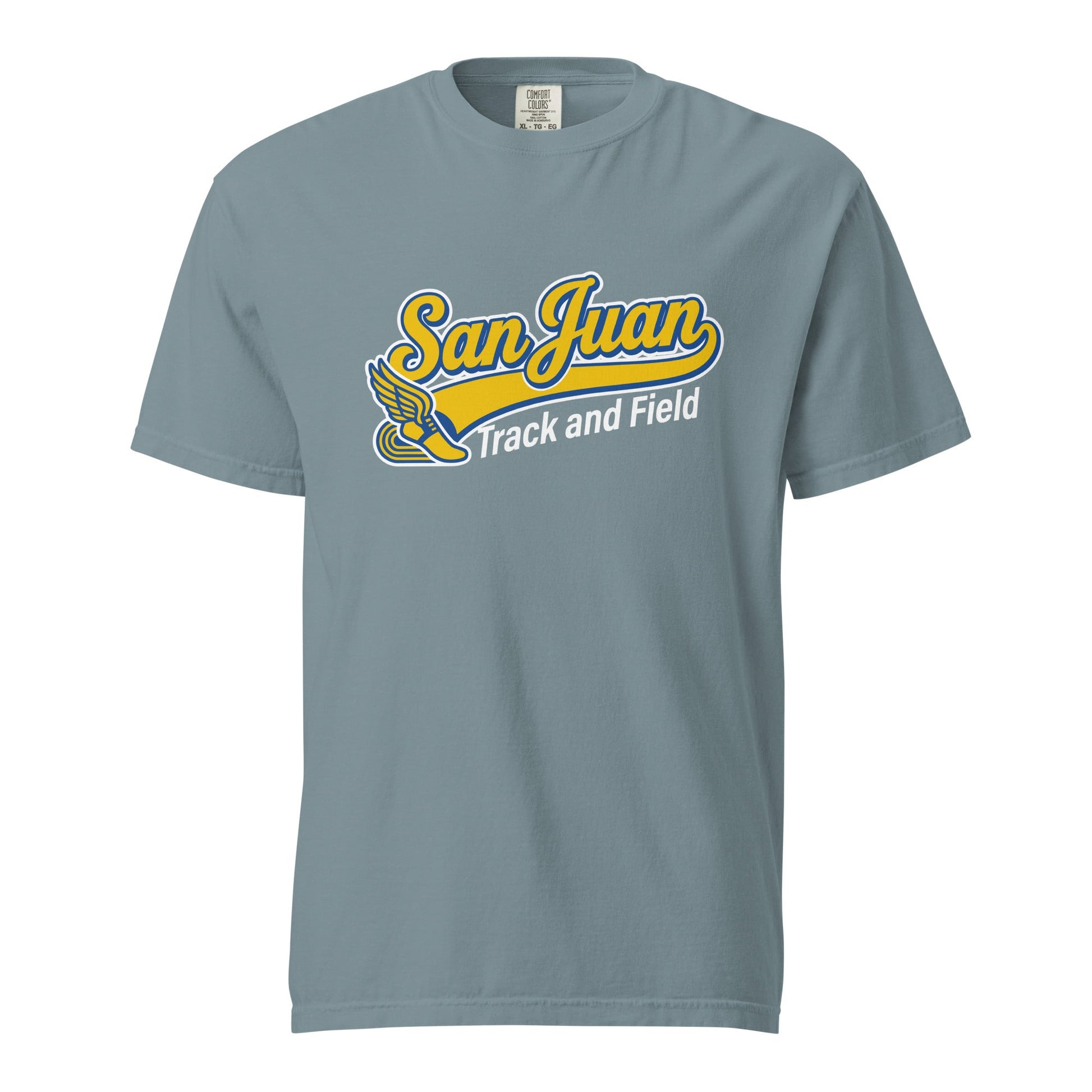 Signature | Comfort Colors T-Shirt | San Juan Track and Field | Script Logo