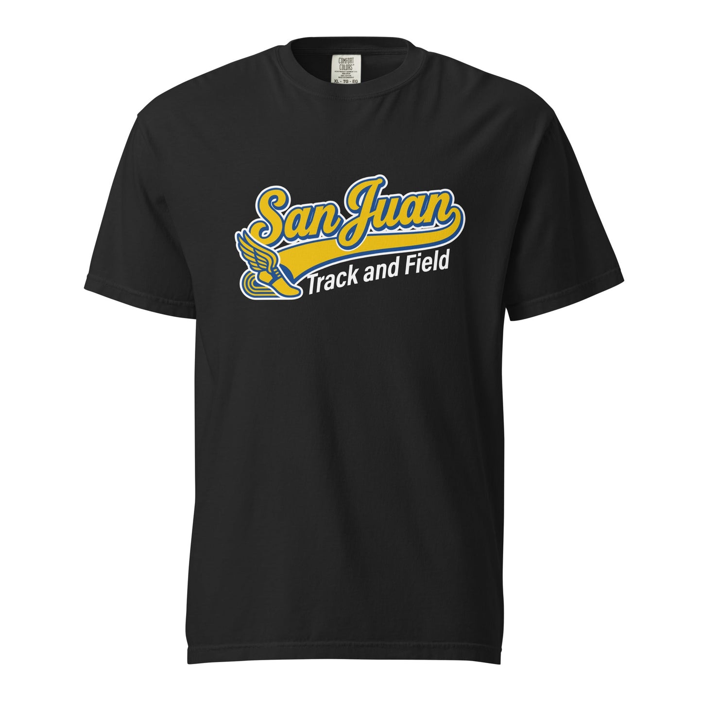 Signature | Comfort Colors T-Shirt | San Juan Track and Field | Script Logo