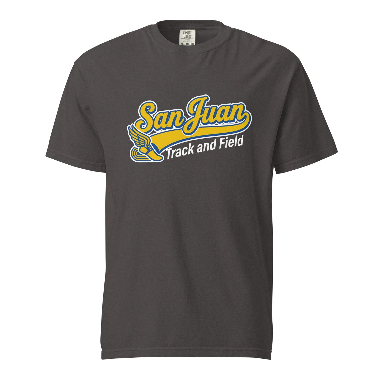 Signature | Comfort Colors T-Shirt | San Juan Track and Field | Script Logo
