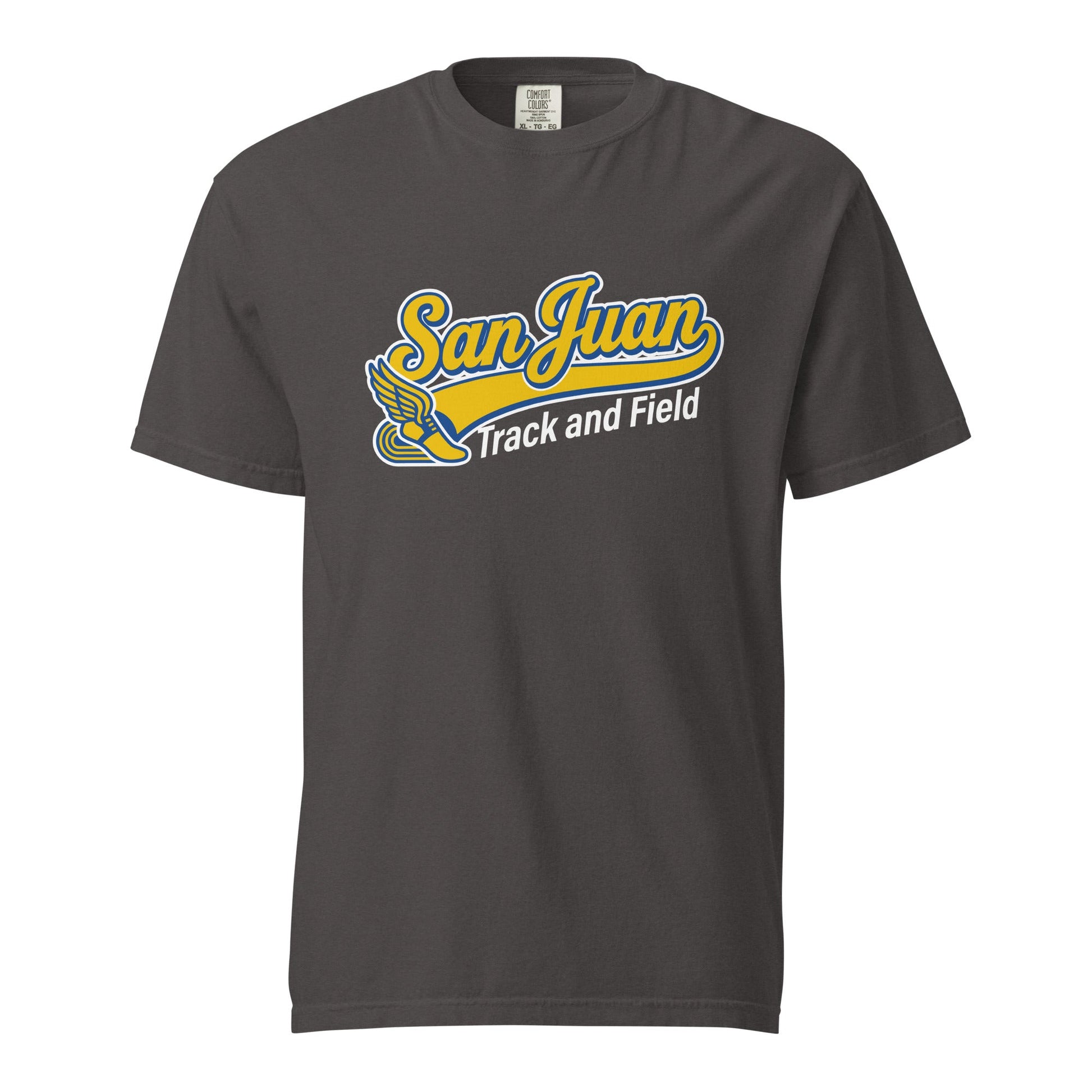 Signature | Comfort Colors T-Shirt | San Juan Track and Field | Script Logo