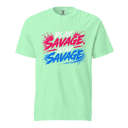 Signature | Comfort Colors T-Shirt | Savage Softball | Play Stay Logo