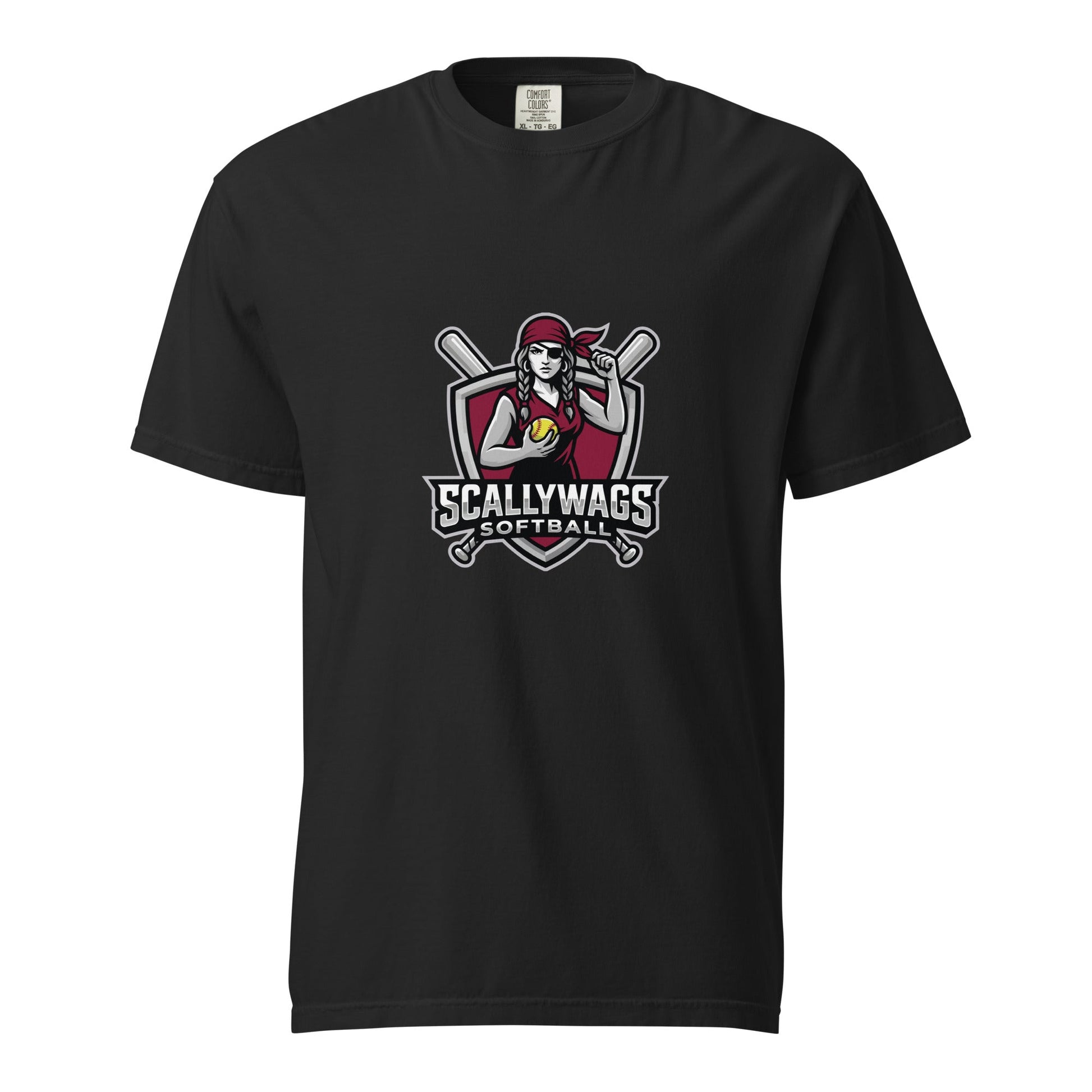 Signature | Comfort Colors T-Shirt | Scallywags Softball | Crest Logo