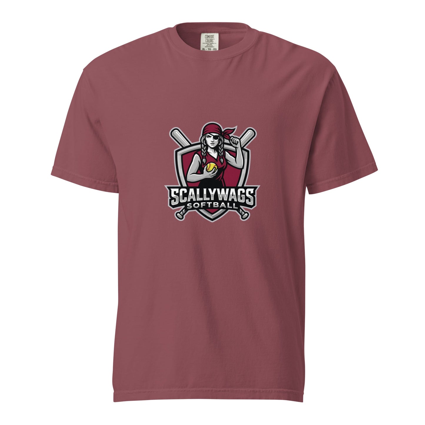 Signature | Comfort Colors T-Shirt | Scallywags Softball | Crest Logo