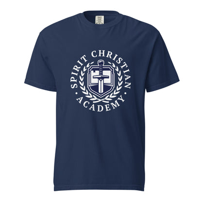 Signature | Comfort Colors T-Shirt | Spirit Christian Academy | White Script Logo