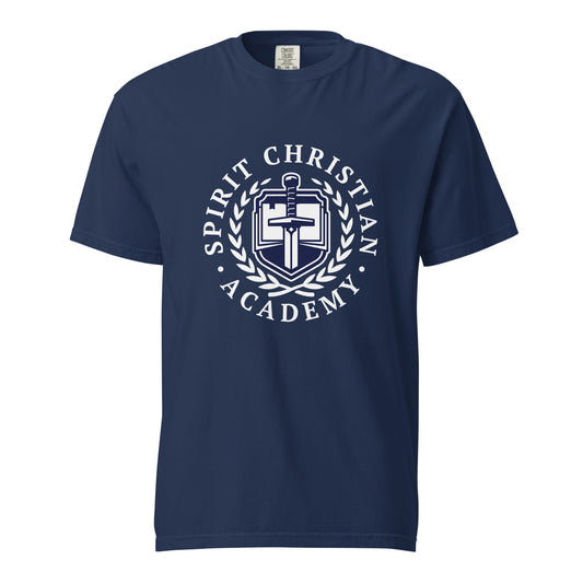 Signature | Comfort Colors T-Shirt | Spirit Christian Academy | White Script Logo