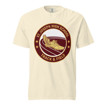 Signature | Comfort Colors T-Shirt | St. Joseph High School - Track & Field | Badge Logo