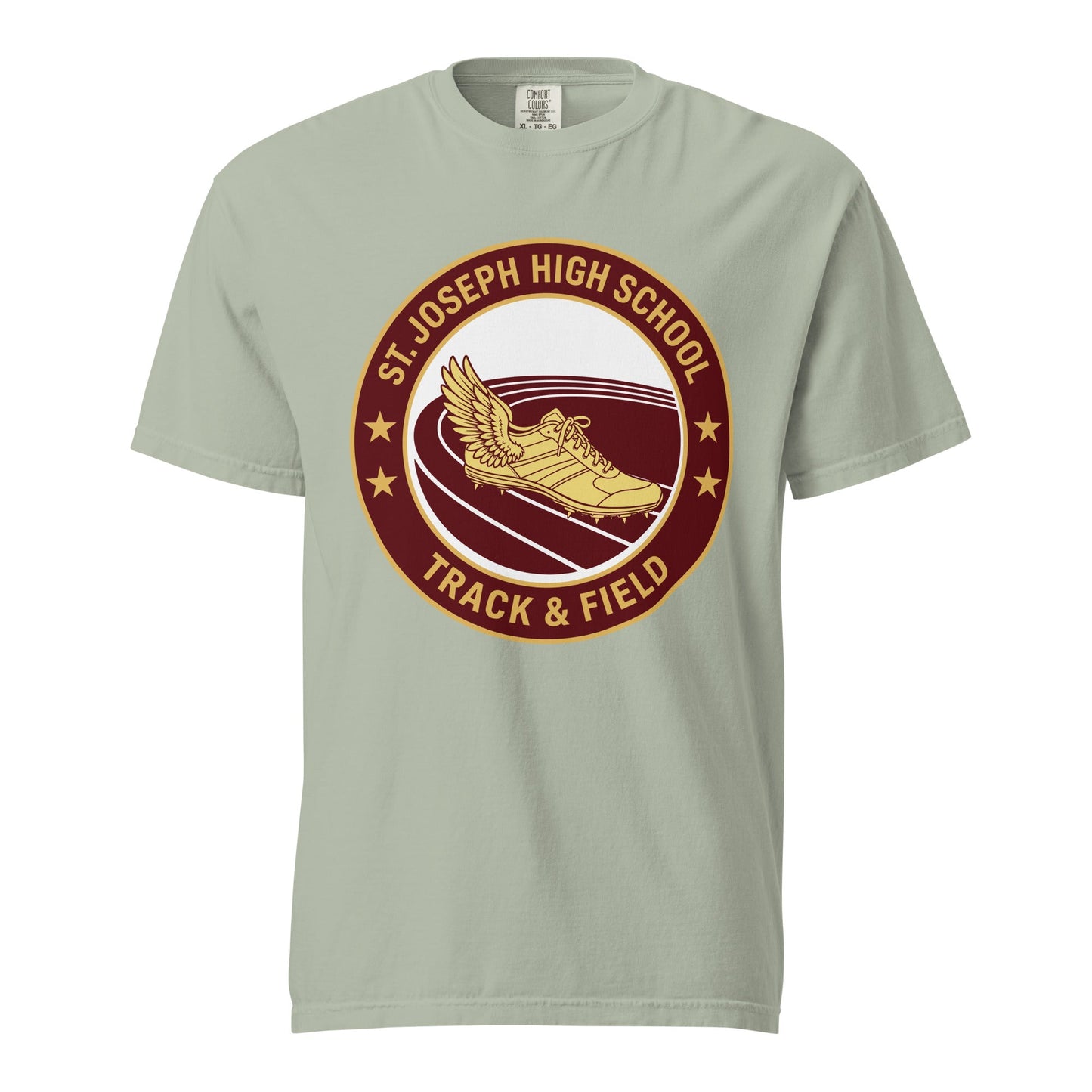 Signature | Comfort Colors T-Shirt | St. Joseph High School - Track & Field | Badge Logo