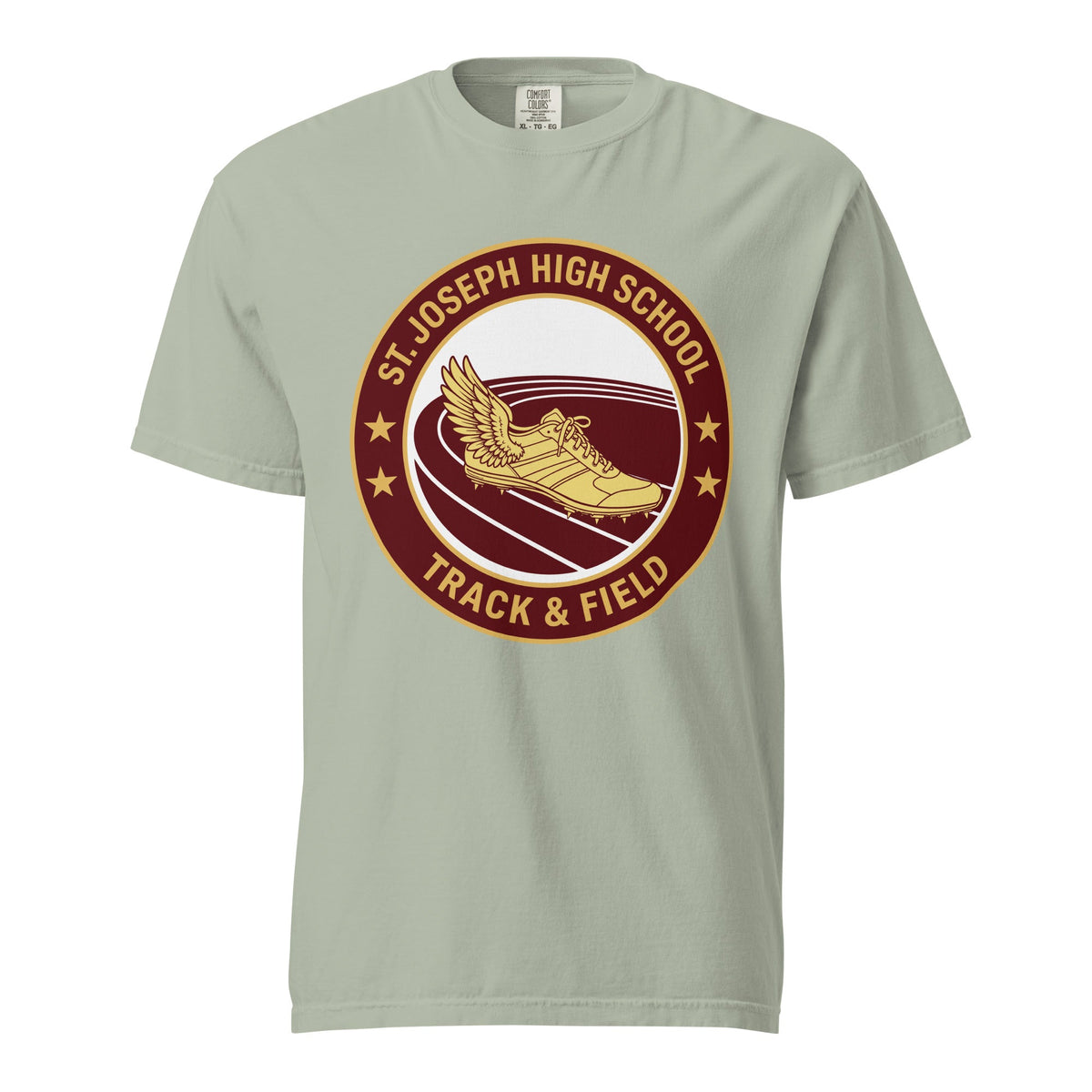Signature | Comfort Colors T-Shirt | St. Joseph High School - Track & Field | Badge Logo