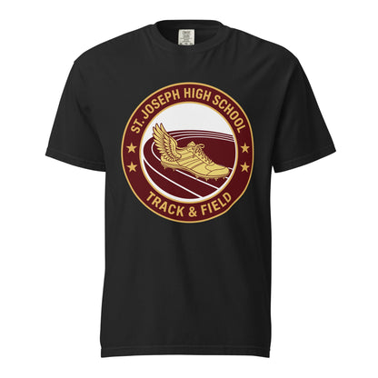 Signature | Comfort Colors T-Shirt | St. Joseph High School - Track & Field | Badge Logo