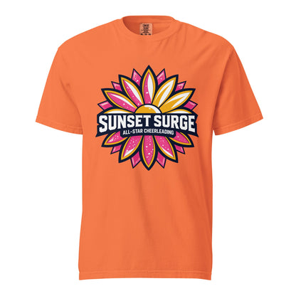 Signature | Comfort Colors T-Shirt | Sunset Surge All-Star Cheerleading | Bloom Surge Logo