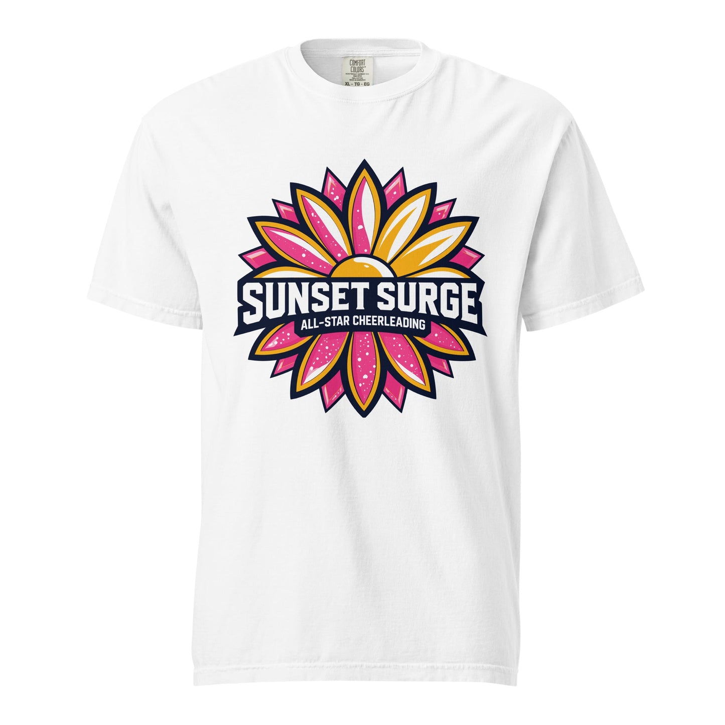 Signature | Comfort Colors T-Shirt | Sunset Surge All-Star Cheerleading | Bloom Surge Logo