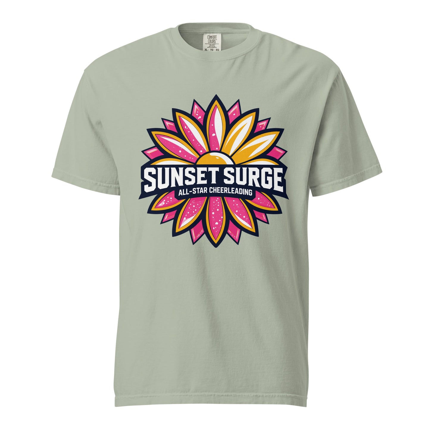 Signature | Comfort Colors T-Shirt | Sunset Surge All-Star Cheerleading | Bloom Surge Logo