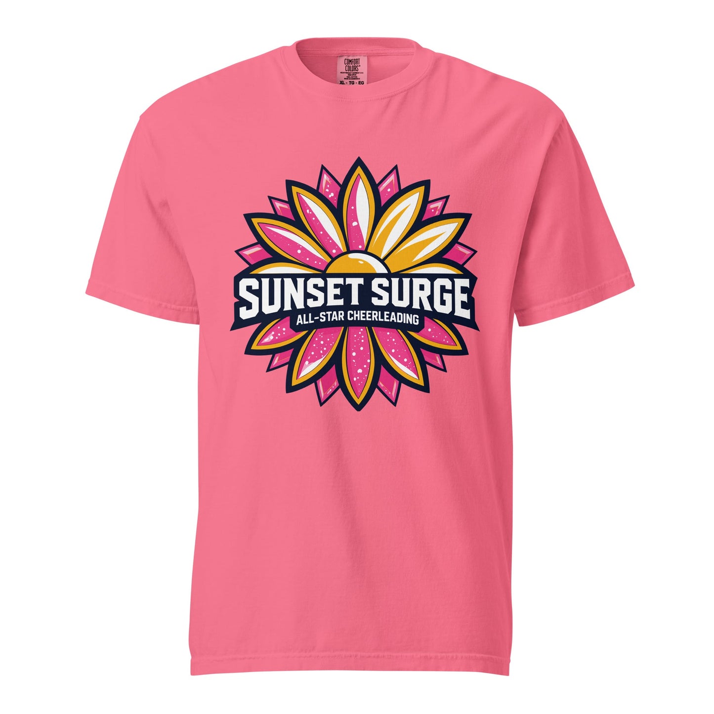 Signature | Comfort Colors T-Shirt | Sunset Surge All-Star Cheerleading | Bloom Surge Logo