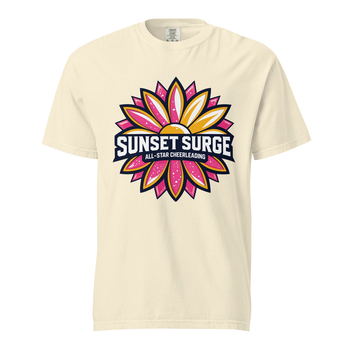 Signature | Comfort Colors T-Shirt | Sunset Surge All-Star Cheerleading | Bloom Surge Logo