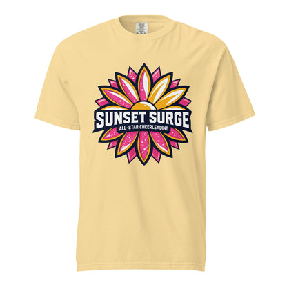 Signature | Comfort Colors T-Shirt | Sunset Surge All-Star Cheerleading | Bloom Surge Logo