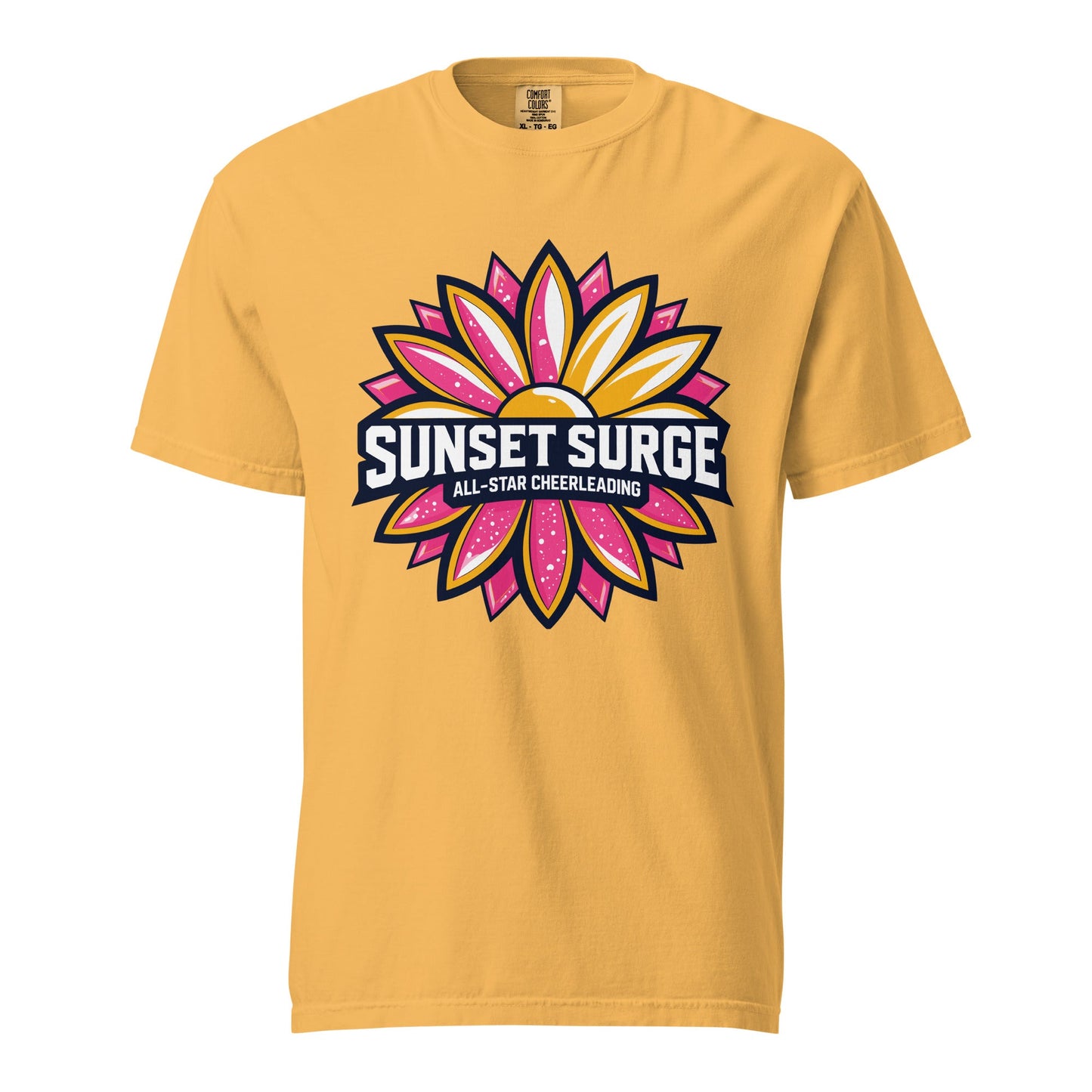 Signature | Comfort Colors T-Shirt | Sunset Surge All-Star Cheerleading | Bloom Surge Logo