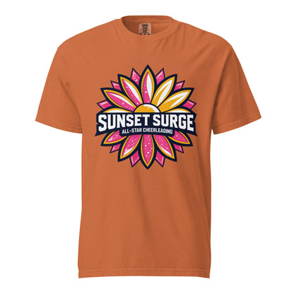 Signature | Comfort Colors T-Shirt | Sunset Surge All-Star Cheerleading | Bloom Surge Logo