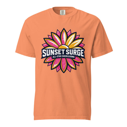 Signature | Comfort Colors T-Shirt | Sunset Surge All-Star Cheerleading | Bloom Surge Logo