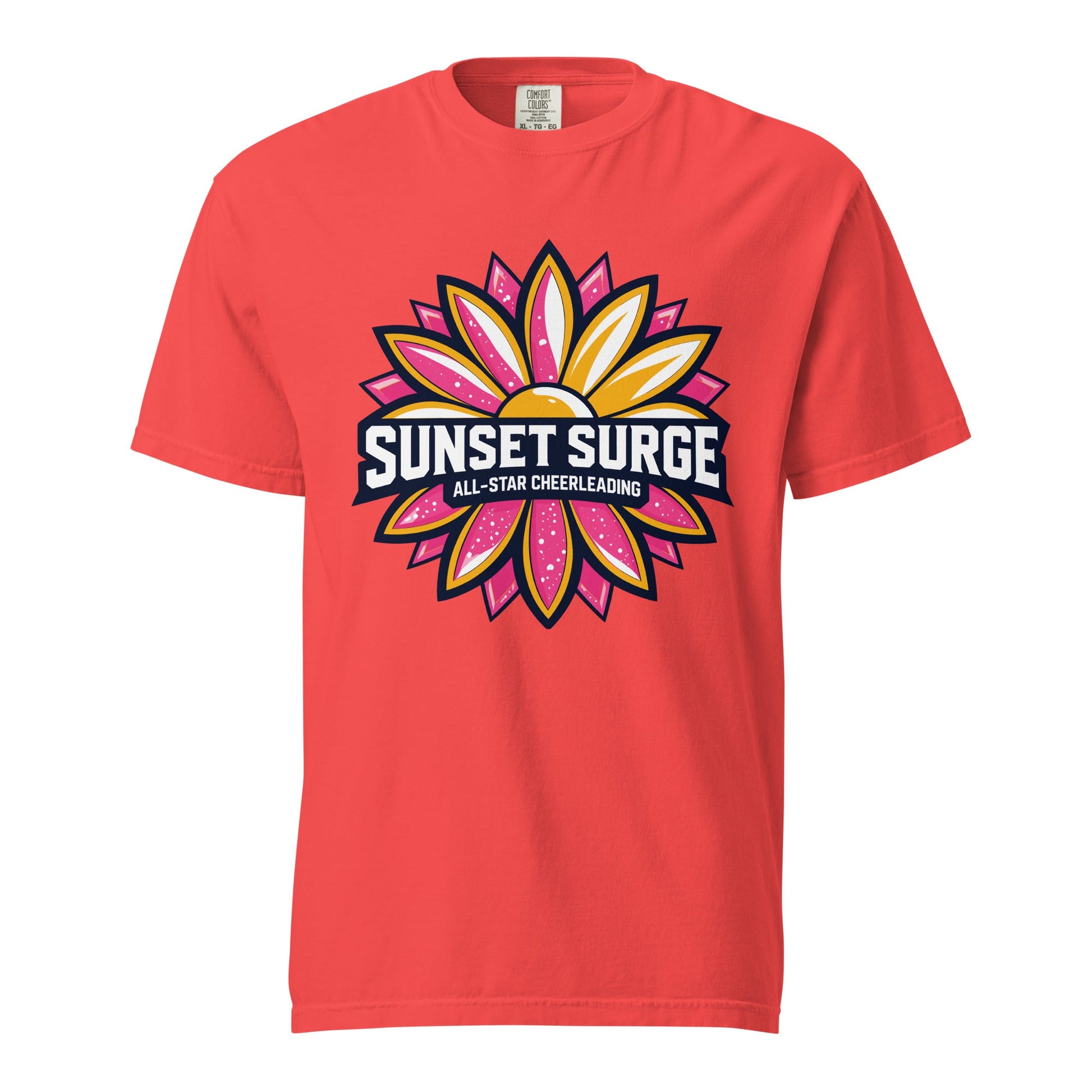 Signature | Comfort Colors T-Shirt | Sunset Surge All-Star Cheerleading | Bloom Surge Logo