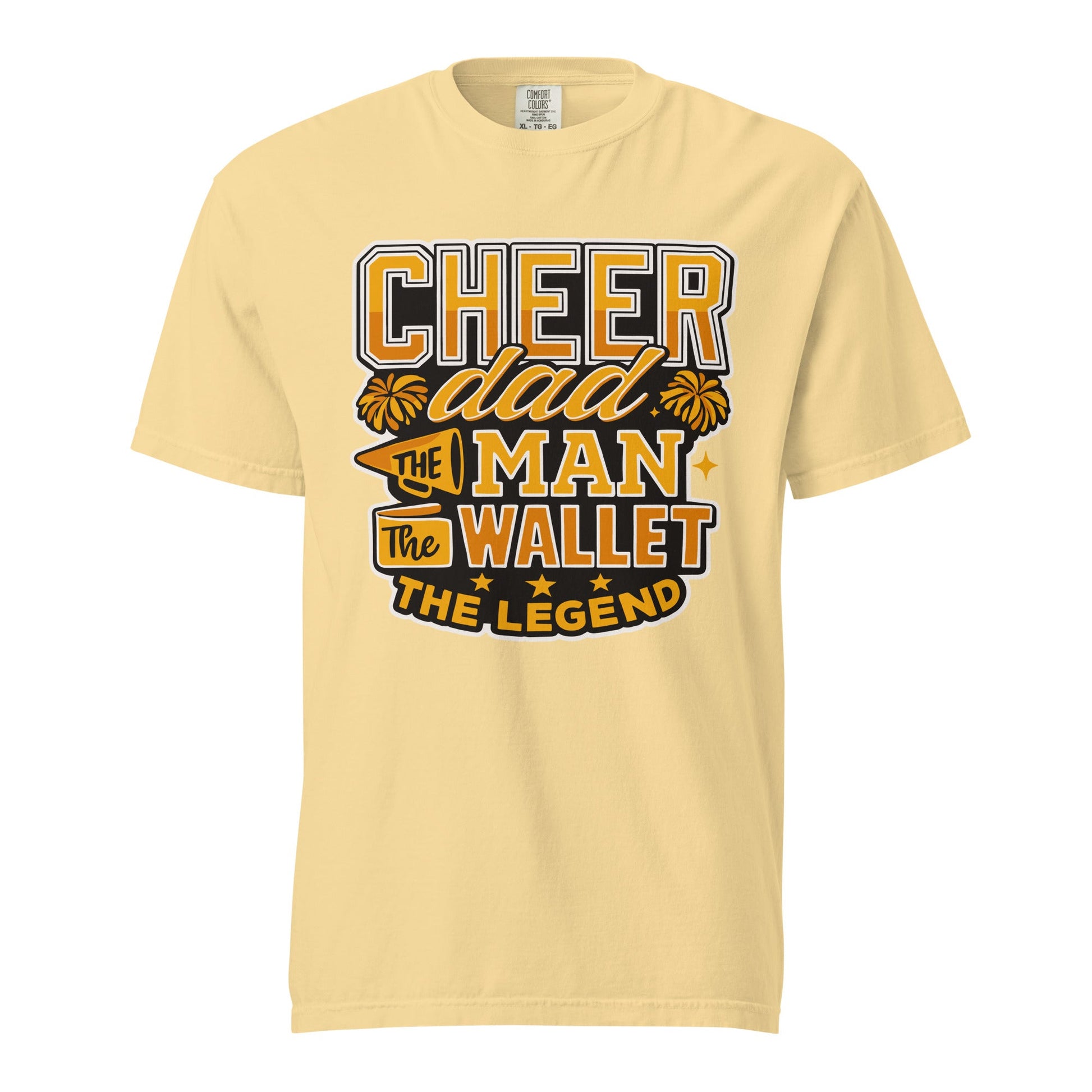 Signature | Comfort Colors T-Shirt | Sunset Surge All-Star Cheerleading | Cheer Dad Legend Logo