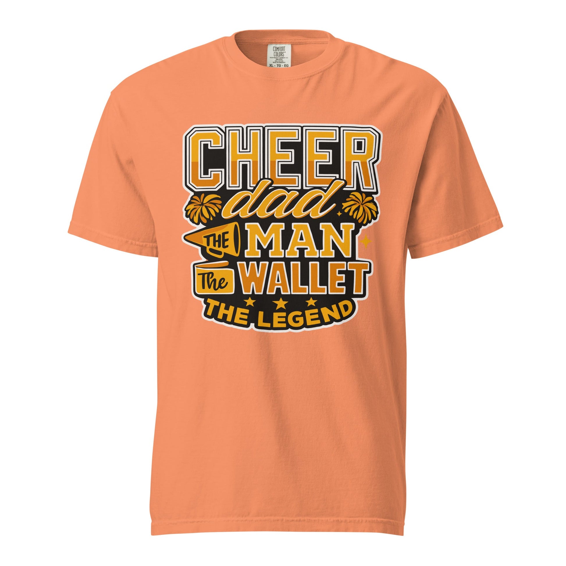 Signature | Comfort Colors T-Shirt | Sunset Surge All-Star Cheerleading | Cheer Dad Legend Logo