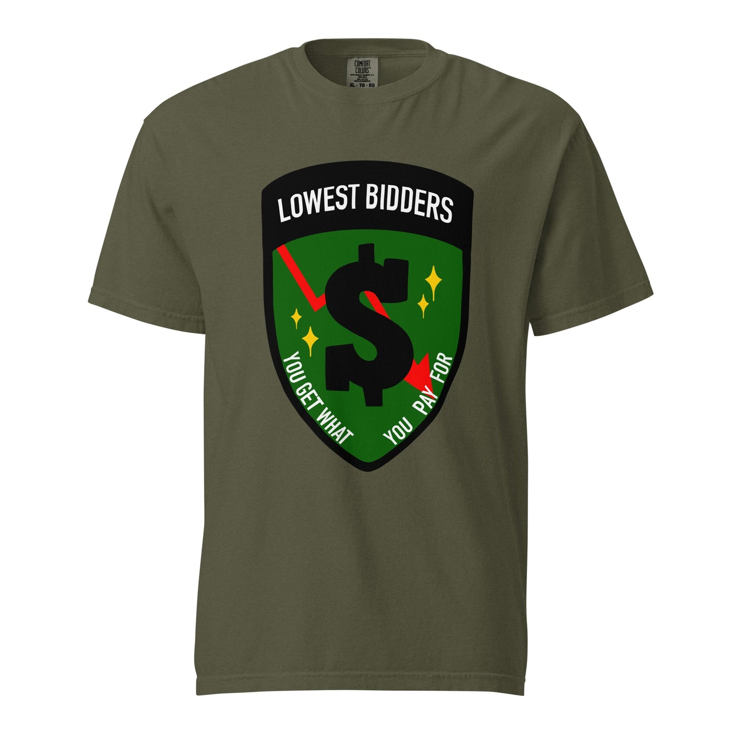 Signature | Comfort Colors T-Shirt | The Lowest Bidders | Emblem Logo
