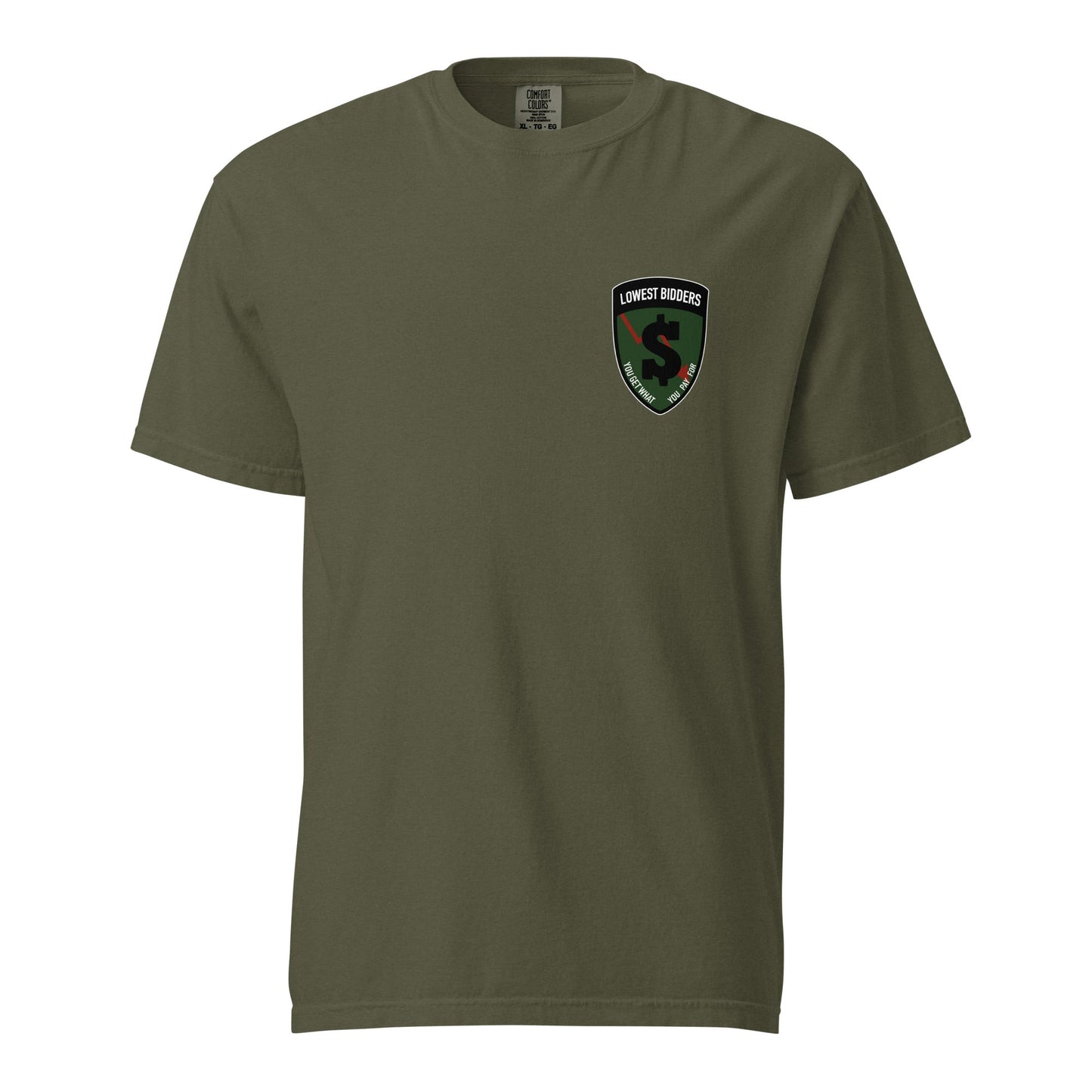 Signature | Comfort Colors T-Shirt | The Lowest Bidders | Shield Logo