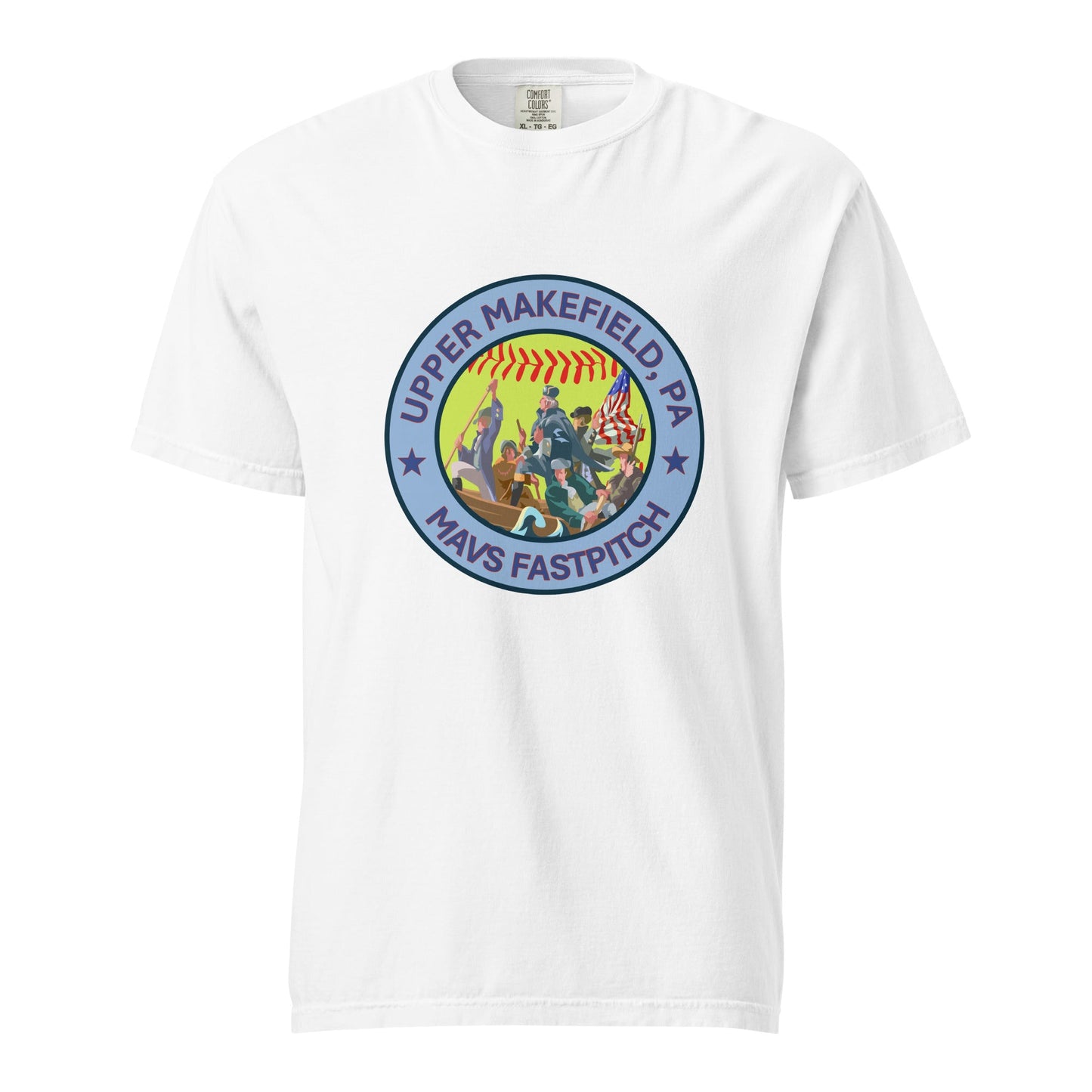 Signature | Comfort Colors T-Shirt | Upper Makefield Mavs Fastpitch | Crossing Badge Logo