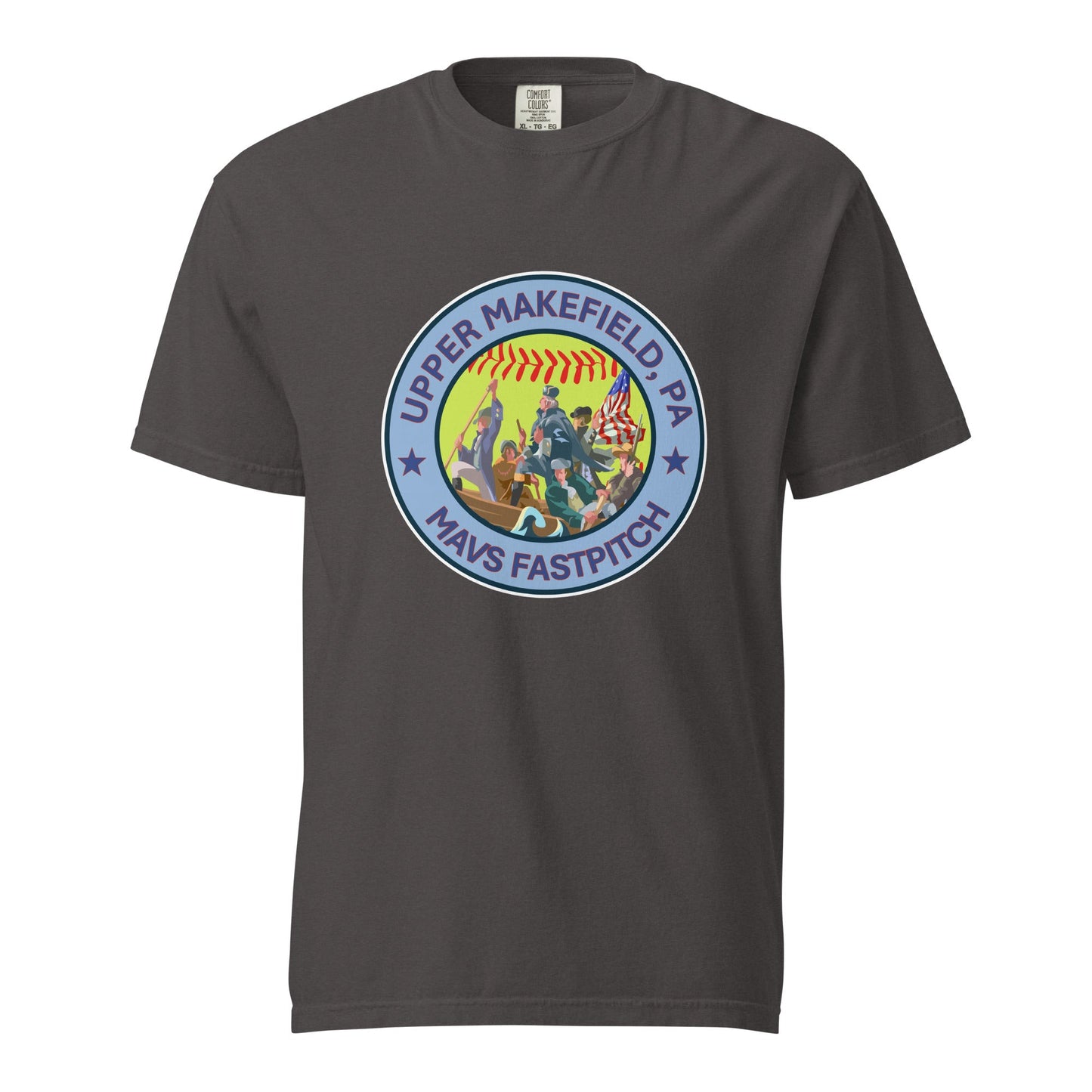 Signature | Comfort Colors T-Shirt | Upper Makefield Mavs Fastpitch | Crossing Badge Logo