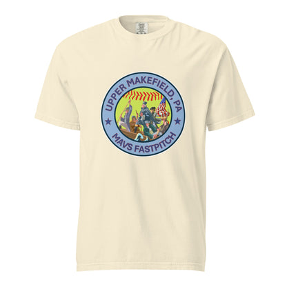Signature | Comfort Colors T-Shirt | Upper Makefield Mavs Fastpitch | Crossing Badge Logo