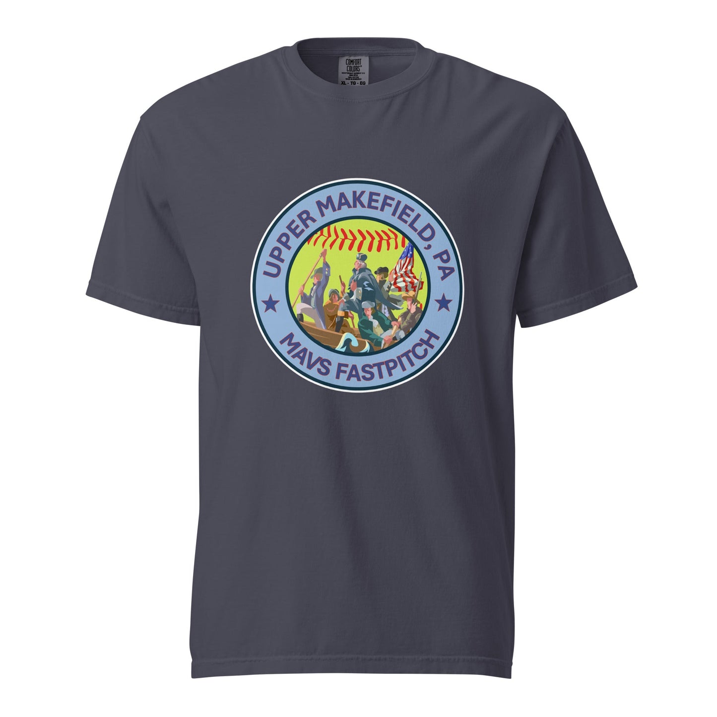 Signature | Comfort Colors T-Shirt | Upper Makefield Mavs Fastpitch | Crossing Badge Logo