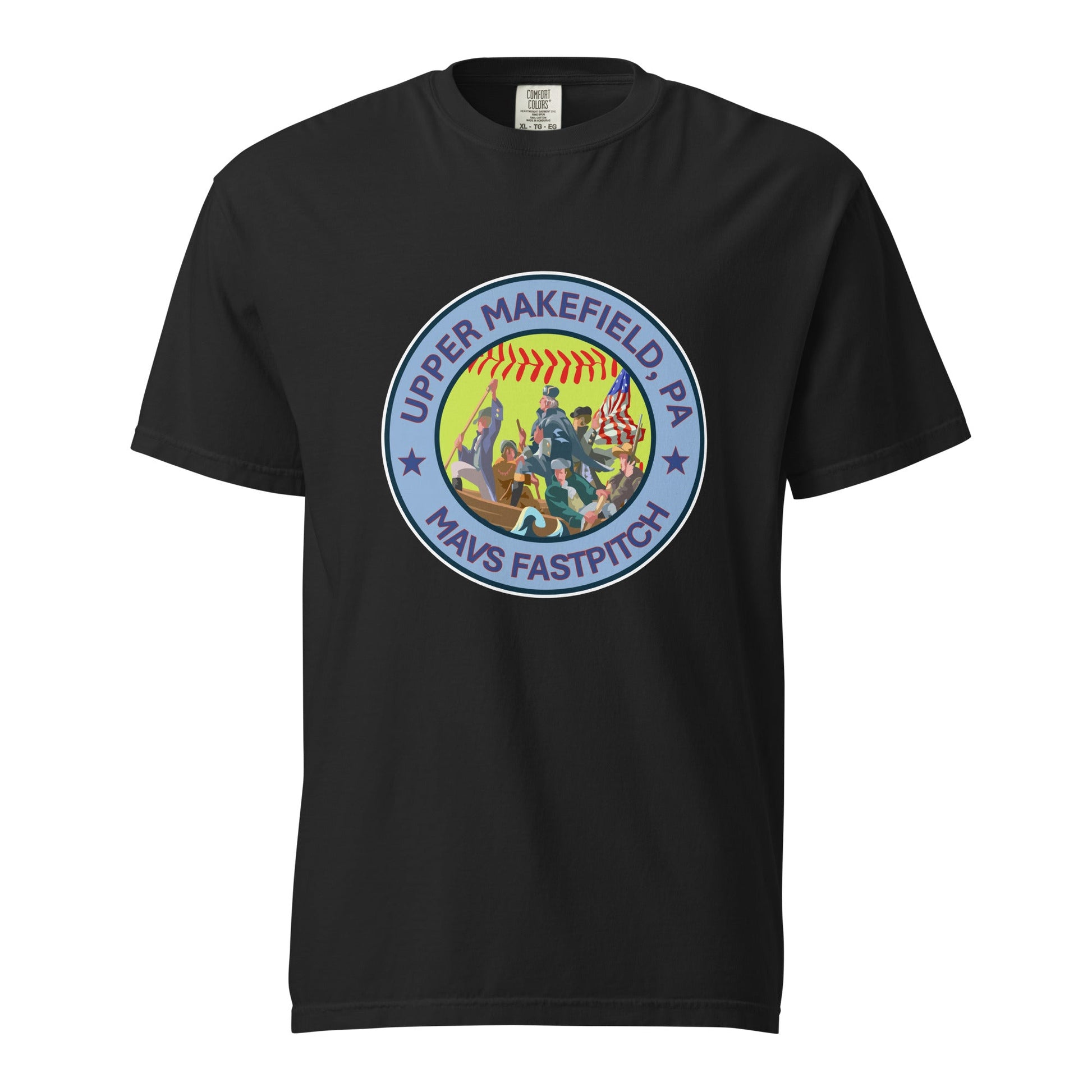 Signature | Comfort Colors T-Shirt | Upper Makefield Mavs Fastpitch | Crossing Badge Logo