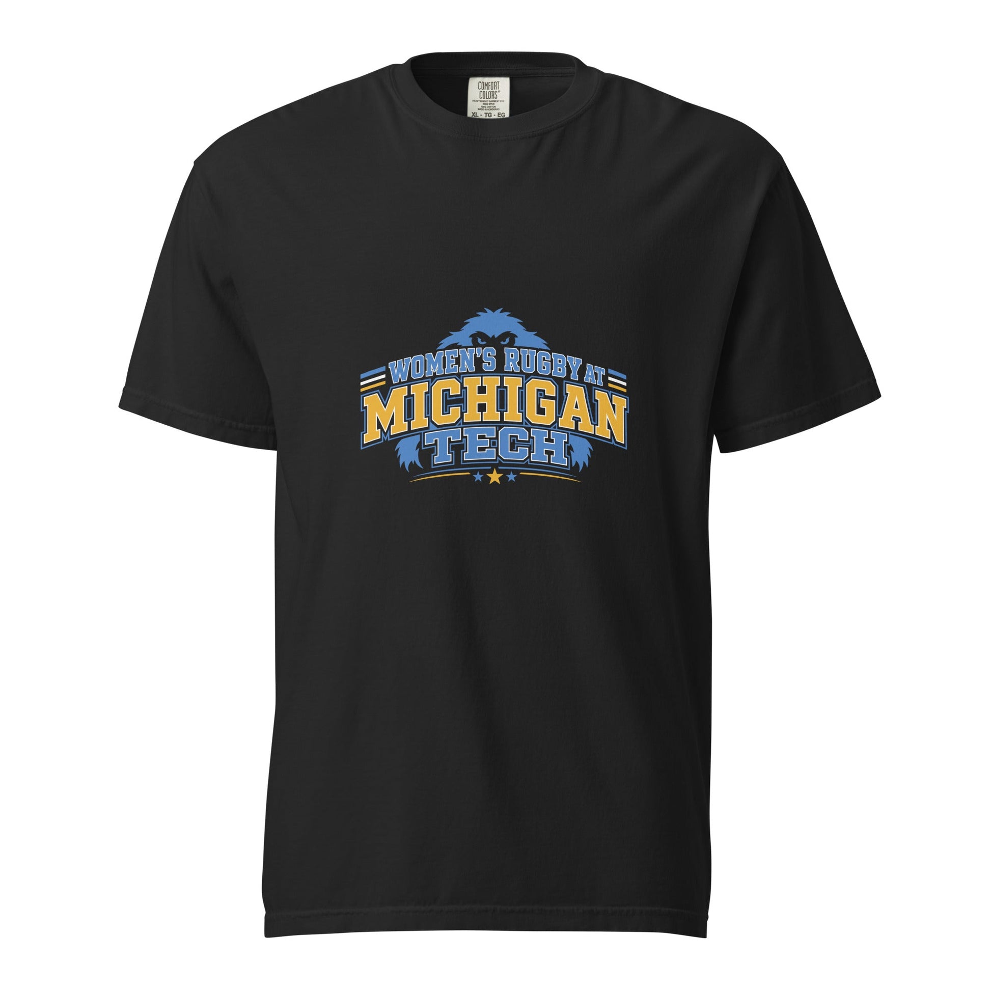 Signature | Comfort Colors T-Shirt | Women’s Rugby at Michigan Tech | Varsity Crest Logo