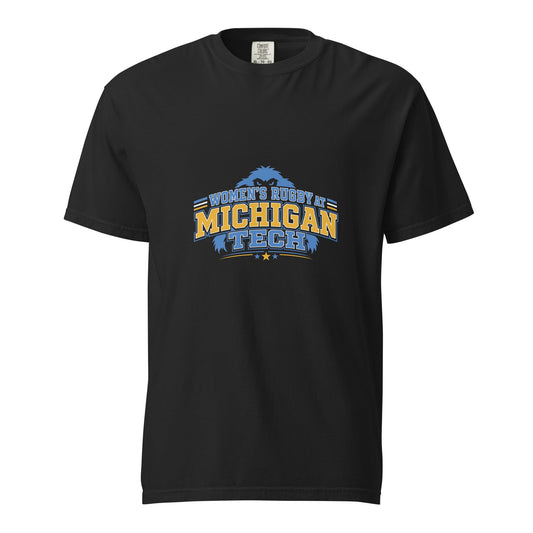 Signature | Comfort Colors T-Shirt | Women’s Rugby at Michigan Tech | Varsity Crest Logo