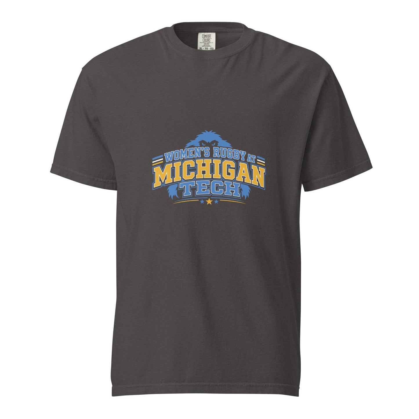 Signature | Comfort Colors T-Shirt | Women’s Rugby at Michigan Tech | Varsity Crest Logo