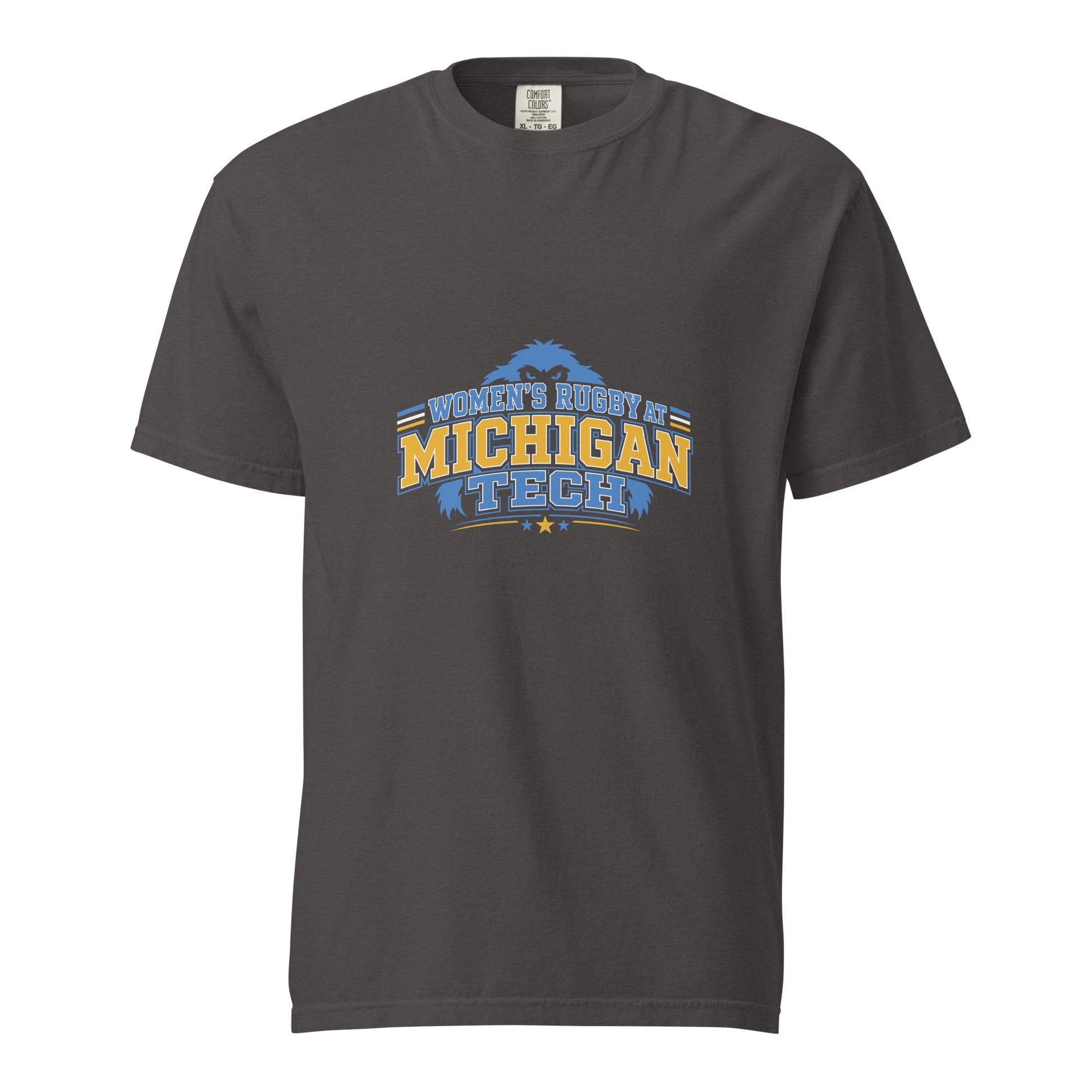 Signature | Comfort Colors T-Shirt | Women’s Rugby at Michigan Tech | Varsity Crest Logo